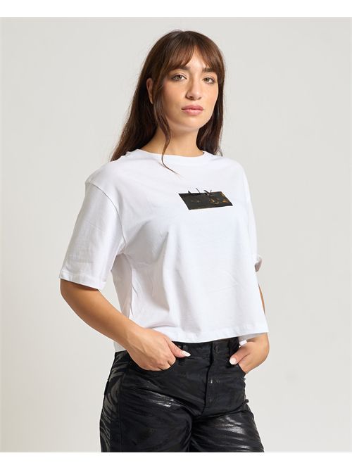 AX women's cropped T-shirt in cotton ARMANI EXCHANGE | XW001385-AF10356U0002